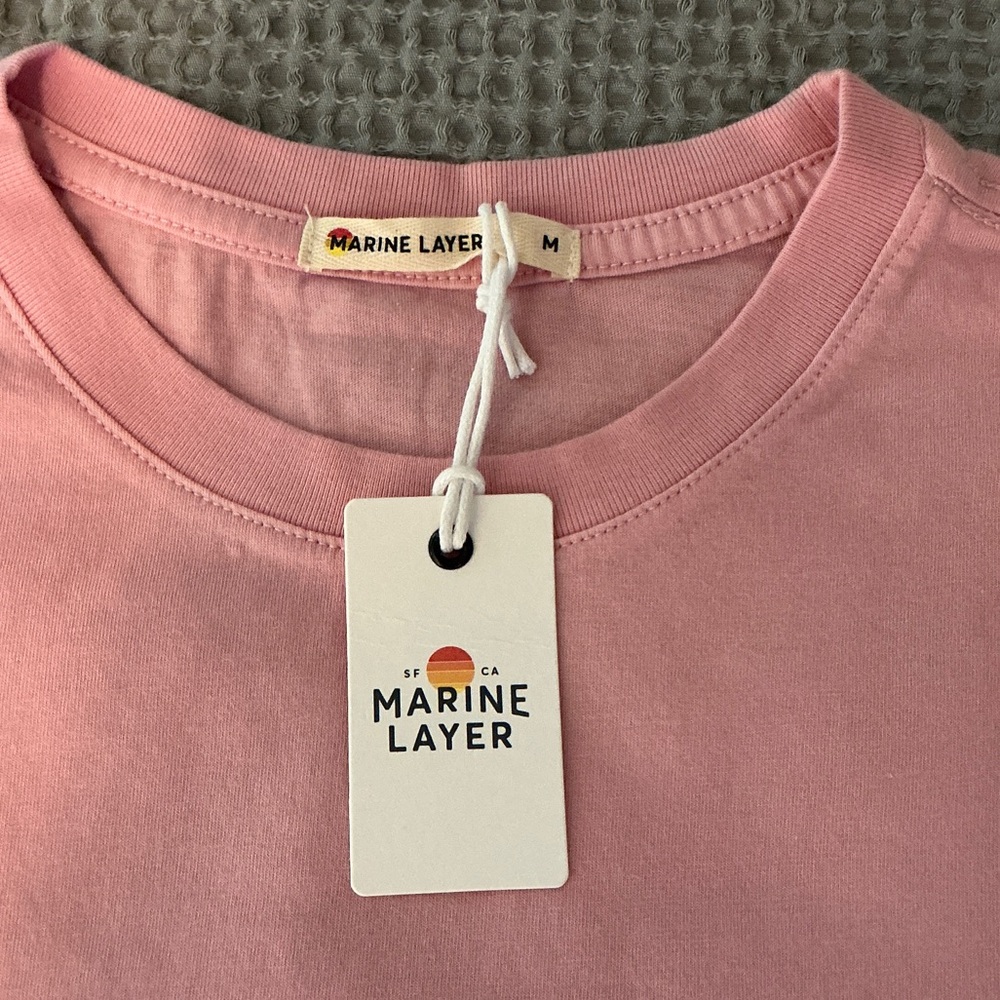 Marine Layer Swing Crew Tee Pink Brown Dip Dye NWT Medium - Picture 3 of 7